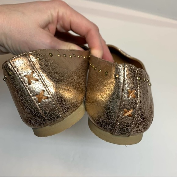 Frye Carson Shimmer rose gold metallic studded ballet flats 5 - Picture 11 of 12